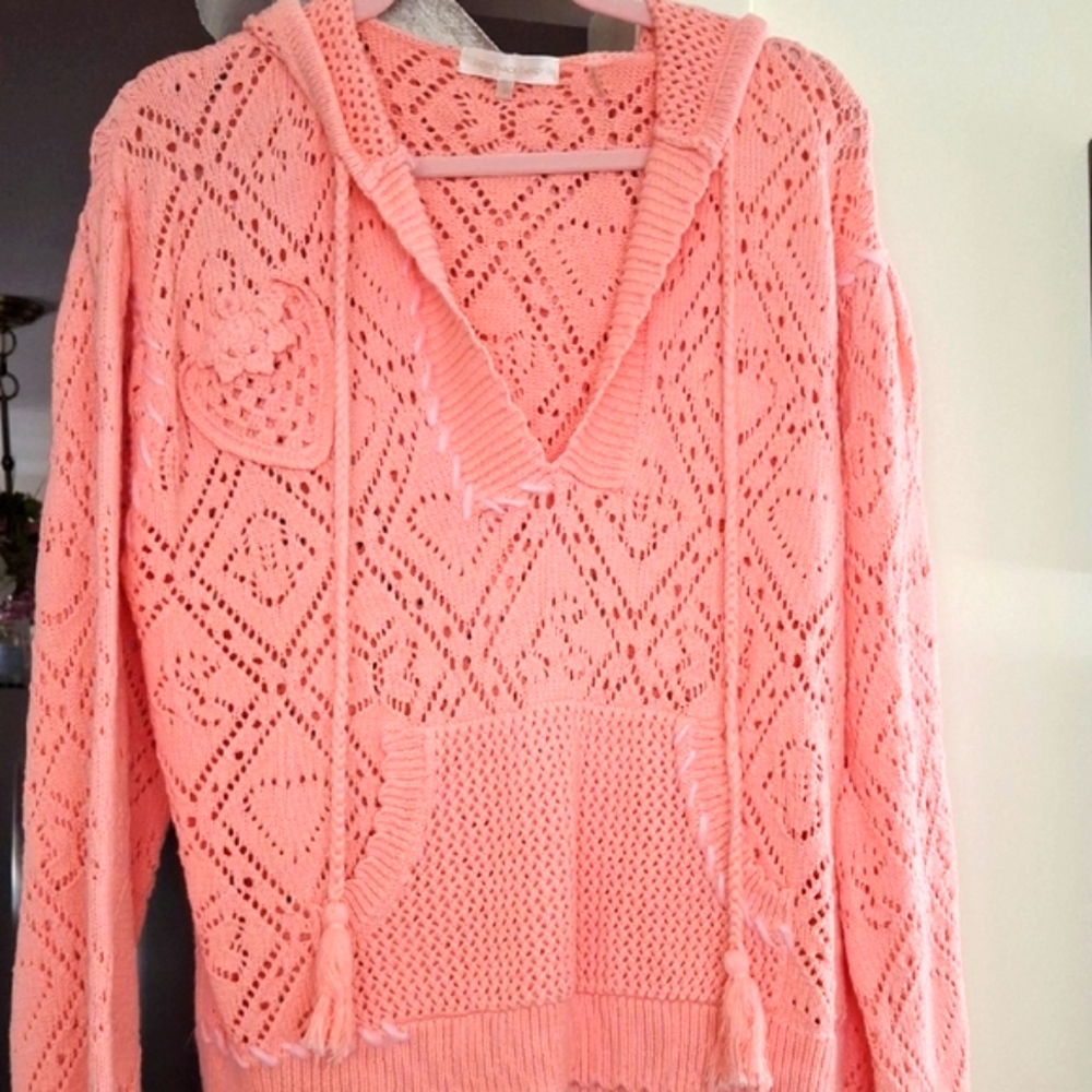LoveShackFancy Tomaso Hoodie Sweater In Peach Melba